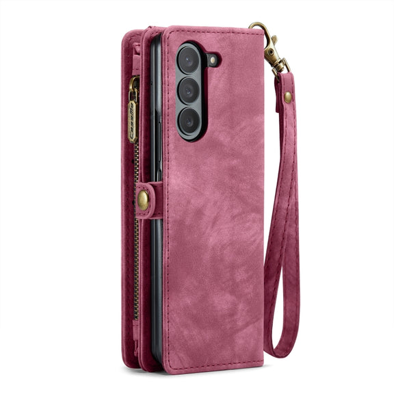 For Samsung Galaxy Z Fold6 5G CaseMe 008 Multifunctional Zipper Wallet Leather Phone Case with Lanyard(Red)