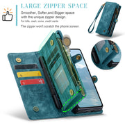 For Samsung Galaxy Z Fold6 5G CaseMe 008 Multifunctional Zipper Wallet Leather Phone Case with Lanyard(Blue)