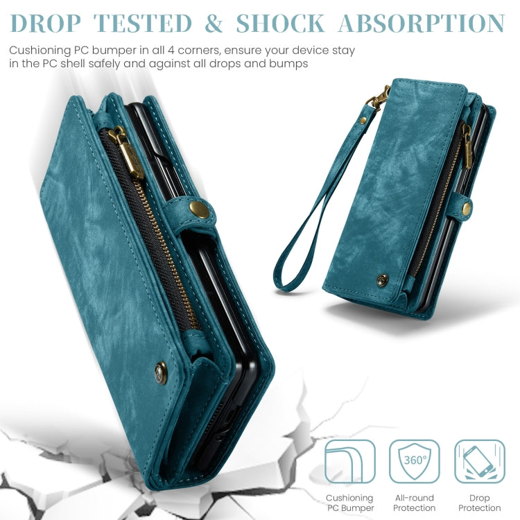 For Samsung Galaxy Z Fold6 5G CaseMe 008 Multifunctional Zipper Wallet Leather Phone Case with Lanyard(Blue) - free shipping - PMC Jewellery - Order now!