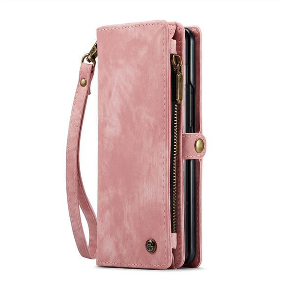 For Samsung Galaxy Z Fold6 5G CaseMe 008 Multifunctional Zipper Wallet Leather Phone Case with Lanyard(Pink)