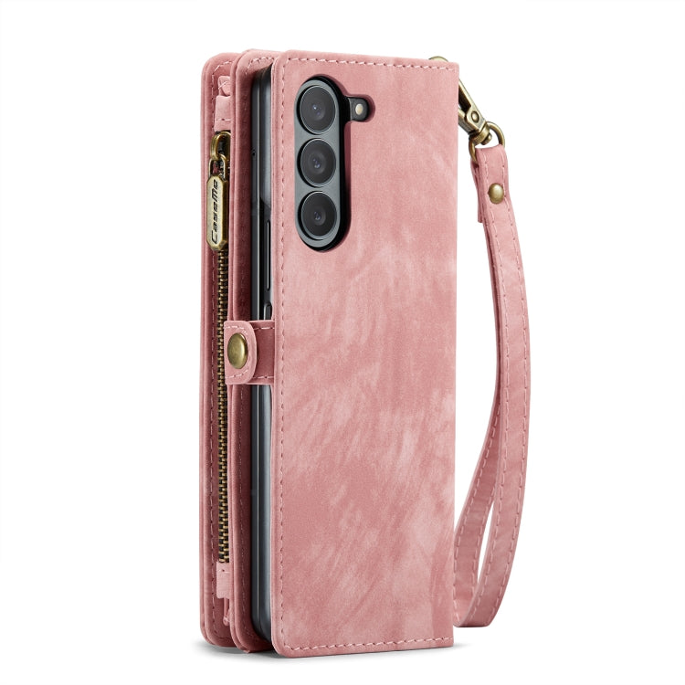 For Samsung Galaxy Z Fold6 5G CaseMe 008 Multifunctional Zipper Wallet Leather Phone Case with Lanyard(Pink)