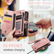 For Samsung Galaxy Z Fold6 5G CaseMe 008 Multifunctional Zipper Wallet Leather Phone Case with Lanyard(Pink)