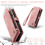 For Samsung Galaxy Z Fold6 5G CaseMe 008 Multifunctional Zipper Wallet Leather Phone Case with Lanyard(Pink)