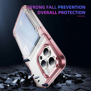 For iPhone 16 Card Holder Acrylic Hybrid TPU Phone Case(Transparent Pink)