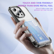 For iPhone 16 Card Holder Acrylic Hybrid TPU Phone Case(Transparent Black)