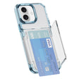For iPhone 16 Card Holder Acrylic Hybrid TPU Phone Case(Transparent Blue) - iPhone 16 Cases by PMC TechLife | Online Shopping South Africa | PMC TechLife | Buy Now Pay Later Mobicred