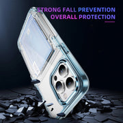 For iPhone 16 Card Holder Acrylic Hybrid TPU Phone Case(Transparent Blue)