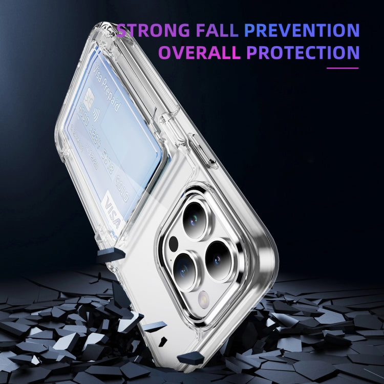 For iPhone 16 Card Holder Acrylic Hybrid TPU Phone Case(Transparent)