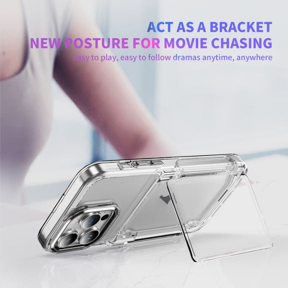 For iPhone 16 Card Holder Acrylic Hybrid TPU Phone Case(Transparent)