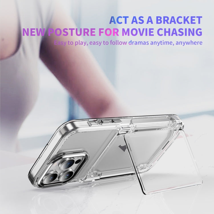 For iPhone 16 Card Holder Acrylic Hybrid TPU Phone Case(Transparent)