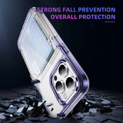 For iPhone 16 Card Holder Acrylic Hybrid TPU Phone Case(Transparent Purple)
