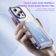 For iPhone 16 Card Holder Acrylic Hybrid TPU Phone Case(Transparent Purple)