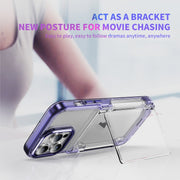 For iPhone 16 Card Holder Acrylic Hybrid TPU Phone Case(Transparent Purple)