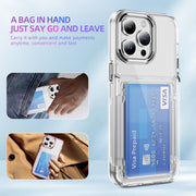For iPhone 16 Plus Card Holder Acrylic Hybrid TPU Phone Case(Transparent)