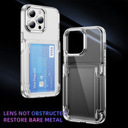 For iPhone 16 Pro Card Holder Acrylic Hybrid TPU Phone Case(Transparent)