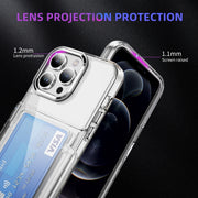 For iPhone 16 Pro Card Holder Acrylic Hybrid TPU Phone Case(Transparent)