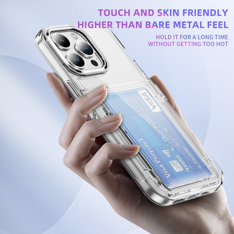 For iPhone 16 Pro Card Holder Acrylic Hybrid TPU Phone Case(Transparent)