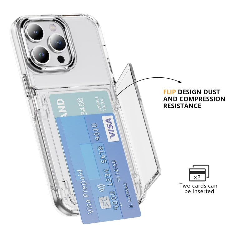 For iPhone 16 Pro Card Holder Acrylic Hybrid TPU Phone Case(Transparent)