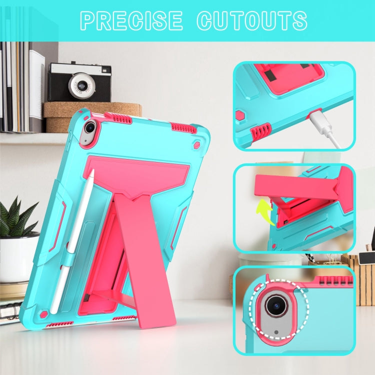 For iPad Air 11 2025 /  2024 T Holder Robot Silicone Hybrid PC Tablet Case(Mint Rose Red) - free shipping - PMC TechLife - Order now!