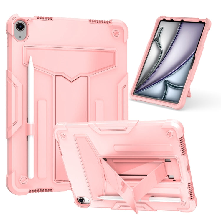 For iPad Air 11 2024 T Holder Robot Silicone Hybrid PC Tablet Case(Rose Gold) - iPad Air 11 2024 Cases by PMC TechLife | Online Shopping South Africa | PMC TechLife | Buy Now Pay Later Mobicred