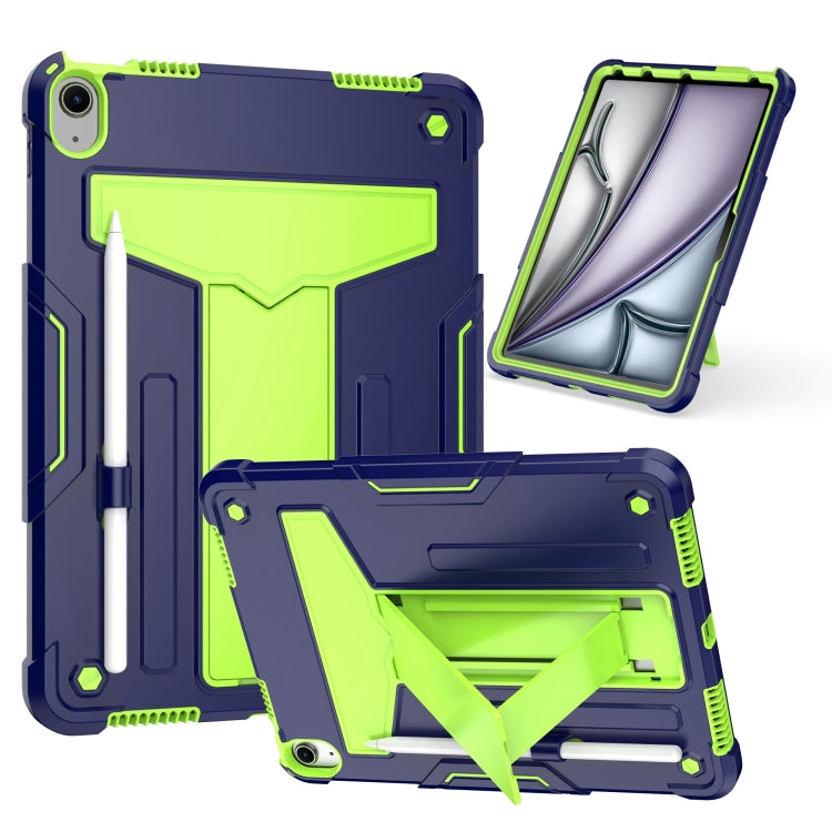 For iPad Air 11 2024 T Holder Robot Silicone Hybrid PC Tablet Case(Navy Yellow Green) - iPad Air 11 2024 Cases by PMC TechLife | Online Shopping South Africa | PMC TechLife | Buy Now Pay Later Mobicred