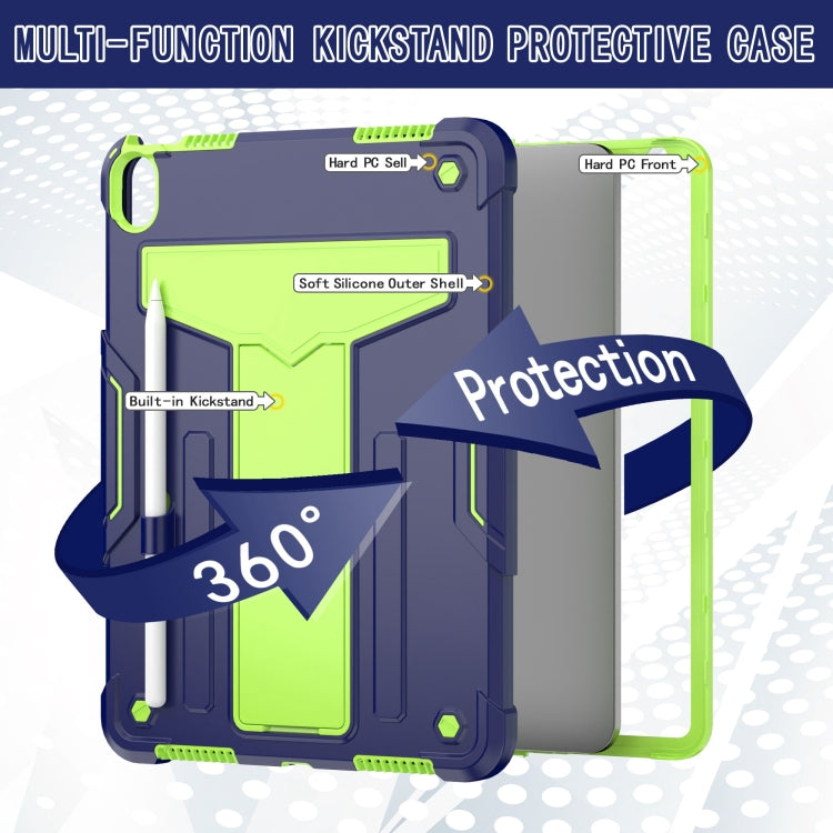 For iPad Air 11 2024 T Holder Robot Silicone Hybrid PC Tablet Case(Navy Yellow Green) - iPad Air 11 2024 Cases by PMC TechLife | Online Shopping South Africa | PMC TechLife | Buy Now Pay Later Mobicred