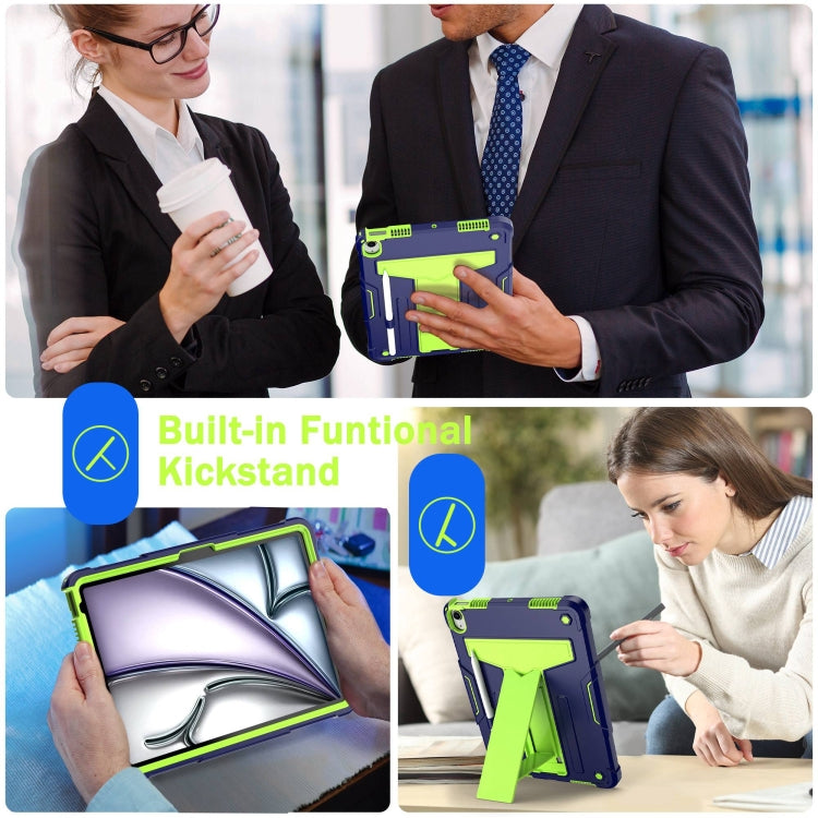 For iPad Air 11 2024 T Holder Robot Silicone Hybrid PC Tablet Case(Navy Yellow Green) - iPad Air 11 2024 Cases by PMC TechLife | Online Shopping South Africa | PMC TechLife | Buy Now Pay Later Mobicred