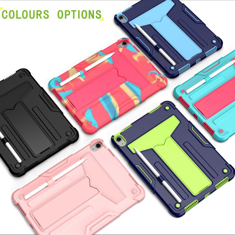 For iPad Air 11 2025 /  2024 T Holder Robot Silicone Hybrid PC Tablet Case(Navy Blue Blue)