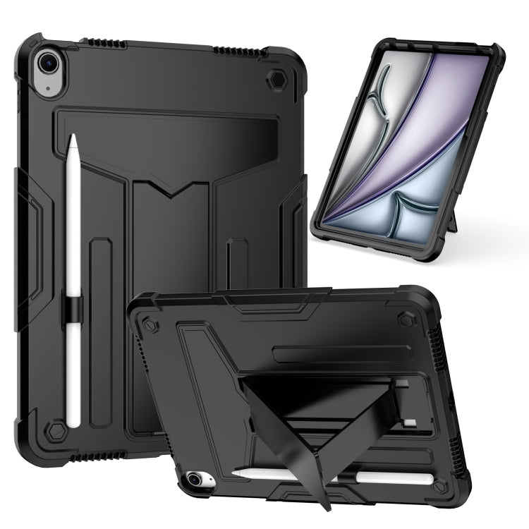 For iPad Air 11 2024 T Holder Robot Silicone Hybrid PC Tablet Case(Black) - iPad Air 11 2024 Cases by PMC TechLife | Online Shopping South Africa | PMC TechLife | Buy Now Pay Later Mobicred