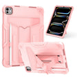 For iPad Pro 11 2024 T Holder Robot Silicone Hybrid PC Tablet Case(Rose Gold) - free shipping - PMC TechLife - Order now!