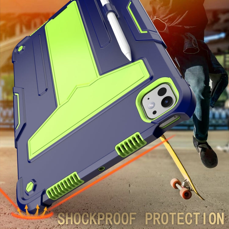 For iPad Pro 11 2024 T Holder Robot Silicone Hybrid PC Tablet Case(Navy Yellow Green) - iPad Pro 11 2024 Cases by PMC TechLife | Online Shopping South Africa | PMC TechLife | Buy Now Pay Later Mobicred