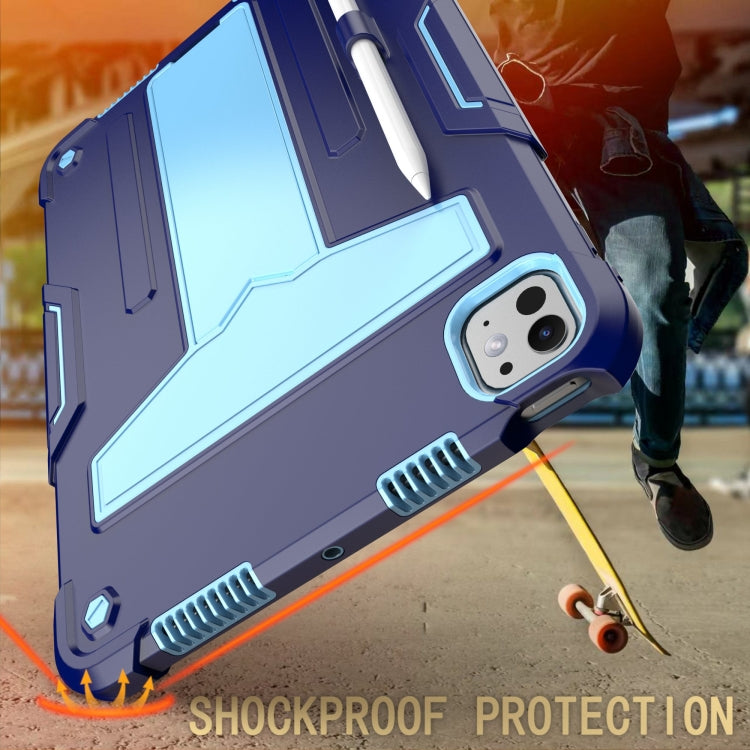 For iPad Pro 11 2024 T Holder Robot Silicone Hybrid PC Tablet Case(Navy Blue Blue) - iPad Pro 11 2024 Cases by PMC TechLife | Online Shopping South Africa | PMC TechLife | Buy Now Pay Later Mobicred