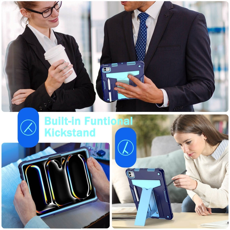 For iPad Pro 11 2024 T Holder Robot Silicone Hybrid PC Tablet Case(Navy Blue Blue) - iPad Pro 11 2024 Cases by PMC TechLife | Online Shopping South Africa | PMC TechLife | Buy Now Pay Later Mobicred