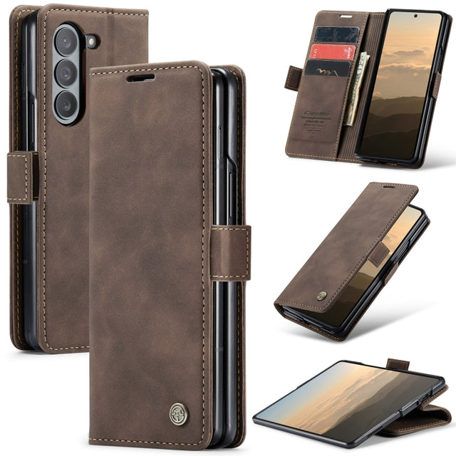 For Samsung Galaxy Z Fold6 5G CaseMe 013 Multifunctional Horizontal Flip Leather Phone Case(Coffee)