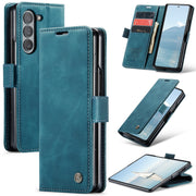 For Samsung Galaxy Z Fold6 5G CaseMe 013 Multifunctional Horizontal Flip Leather Phone Case(Blue)