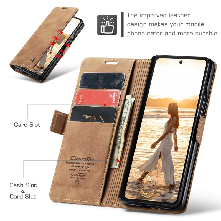 For Samsung Galaxy Z Fold6 5G CaseMe 013 Multifunctional Horizontal Flip Leather Phone Case(Brown)