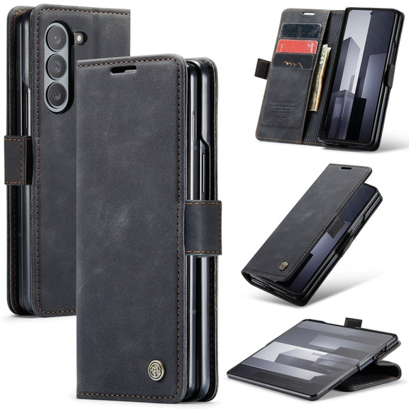 For Samsung Galaxy Z Fold6 5G CaseMe 013 Multifunctional Horizontal Flip Leather Phone Case(Black)