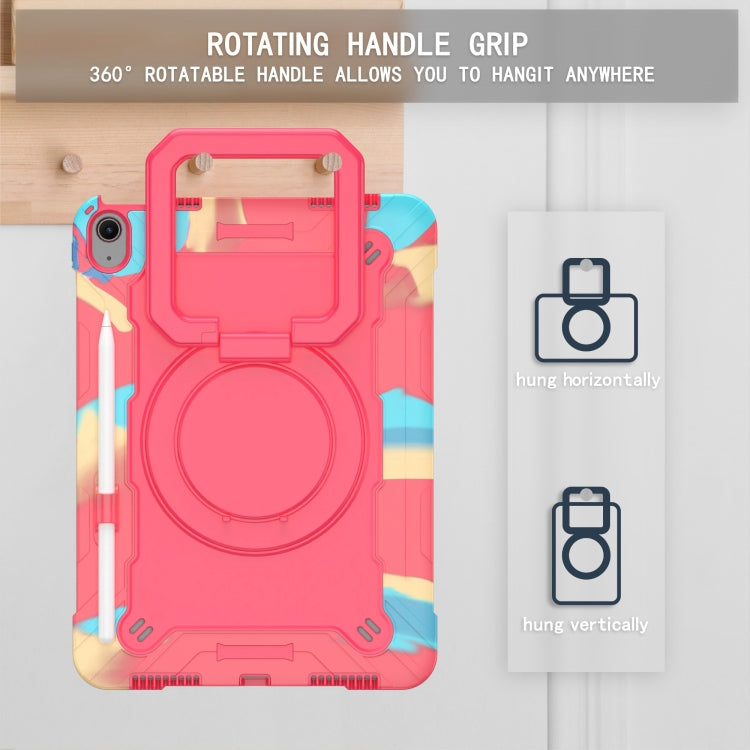 For iPad Air 11 2024 Handle Grip Holder Silicone Hybrid PC Tablet Case with Strap(Camouflage Rose Red) - iPad Air 11 2024 Cases by PMC TechLife | Online Shopping South Africa | PMC TechLife | Buy Now Pay Later Mobicred