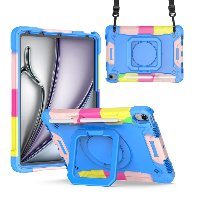 For iPad Air 11 2024 Handle Grip Holder Silicone Hybrid PC Tablet Case with Strap(Camouflage Blue) - iPad Air 11 2024 Cases by PMC TechLife | Online Shopping South Africa | PMC TechLife | Buy Now Pay Later Mobicred