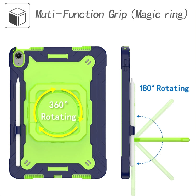 For iPad Air 11 2025 / 2024 Handle Grip Holder Silicone Hybrid PC Tablet Case with Strap(Navy Yellow Green) - iPad Air 11 2025 / 2024 Cases by PMC TechLife | Online Shopping South Africa | PMC TechLife | Buy Now Pay Later Mobicred