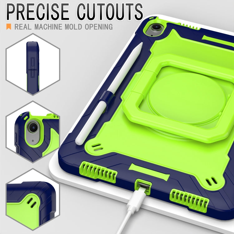 For iPad Air 11 2025 / 2024 Handle Grip Holder Silicone Hybrid PC Tablet Case with Strap(Navy Yellow Green) - iPad Air 11 2025 / 2024 Cases by PMC TechLife | Online Shopping South Africa | PMC TechLife | Buy Now Pay Later Mobicred