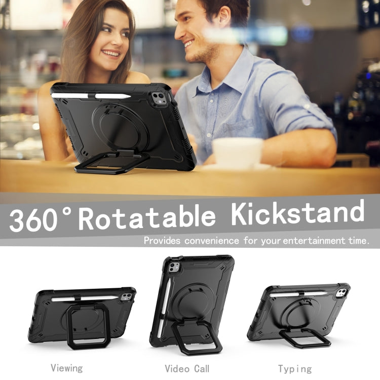 For iPad Pro 11 2024 Handle Grip Holder Silicone Hybrid PC Tablet Case with Strap(Black) - iPad Pro 11 2024 Cases by PMC TechLife | Online Shopping South Africa | PMC TechLife | Buy Now Pay Later Mobicred