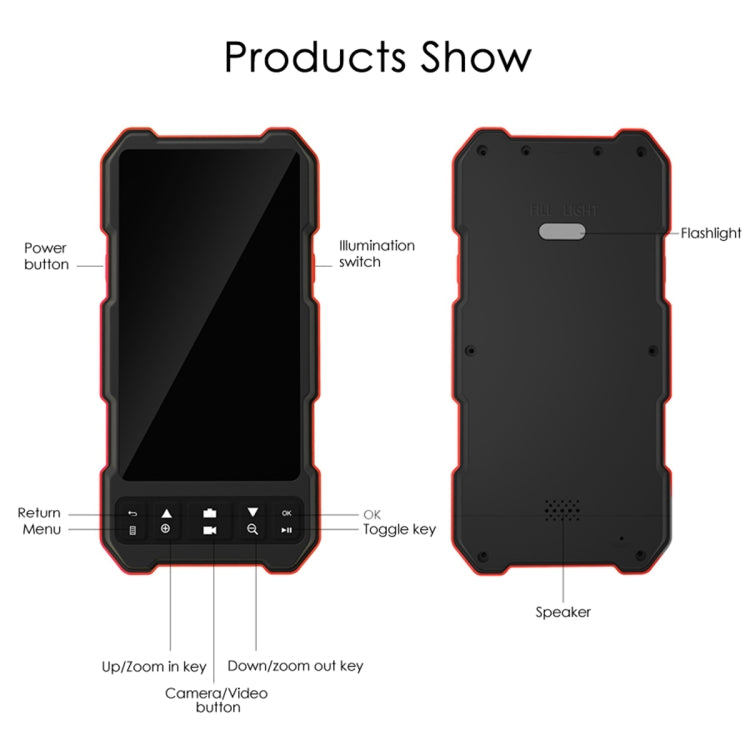 T21 4.5 inch IPS Color Screen 5.5mm Dual Camera Split Hard Cable Industrial Endoscope, Length:2m(Black Red) -  by PMC TechLife | Online Shopping South Africa | PMC TechLife | Buy Now Pay Later Mobicred