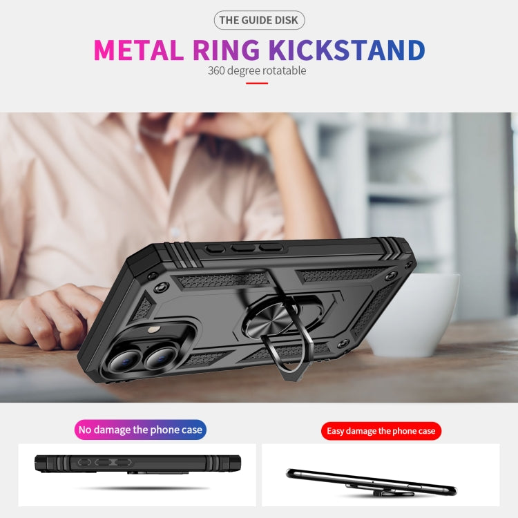 For iPhone 16 Shockproof TPU Hybrid PC Phone Case with Holder(Black) - iPhone 16 Cases by PMC TechLife | Online Shopping South Africa | PMC TechLife | Buy Now Pay Later Mobicred