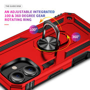 For iPhone 16 Shockproof TPU Hybrid PC Phone Case with Holder(Red)