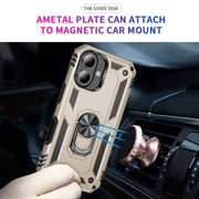 For iPhone 16 Shockproof TPU Hybrid PC Phone Case with Holder(Gold)