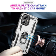 For iPhone 16 Shockproof TPU Hybrid PC Phone Case with Holder(Silver)