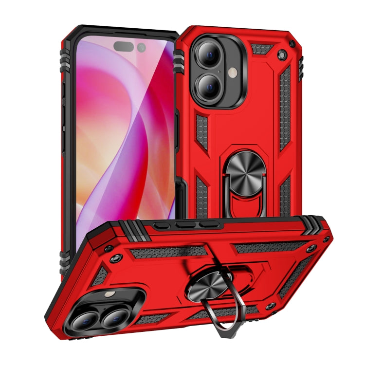 For iPhone 16 Plus Shockproof TPU Hybrid PC Phone Case with Holder(Red) - iPhone 16 Plus Cases by PMC TechLife | Online Shopping South Africa | PMC TechLife | Buy Now Pay Later Mobicred