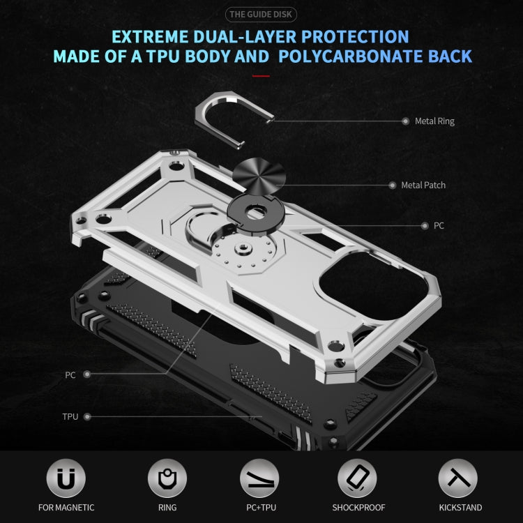 For iPhone 16 Plus Shockproof TPU Hybrid PC Phone Case with Holder(Silver) - iPhone 16 Plus Cases by PMC TechLife | Online Shopping South Africa | PMC TechLife | Buy Now Pay Later Mobicred