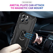 For iPhone 16 Pro Shockproof TPU Hybrid PC Phone Case with Holder(Black)